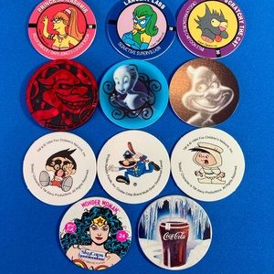 Vintage 90s Pogs Set| Simpson’s | Casper 👻 | Wonder Woman | Bobby’s World